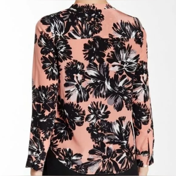 Rebecca Taylor Silk Split Wood Rose Blouse - Picture 2 of 6